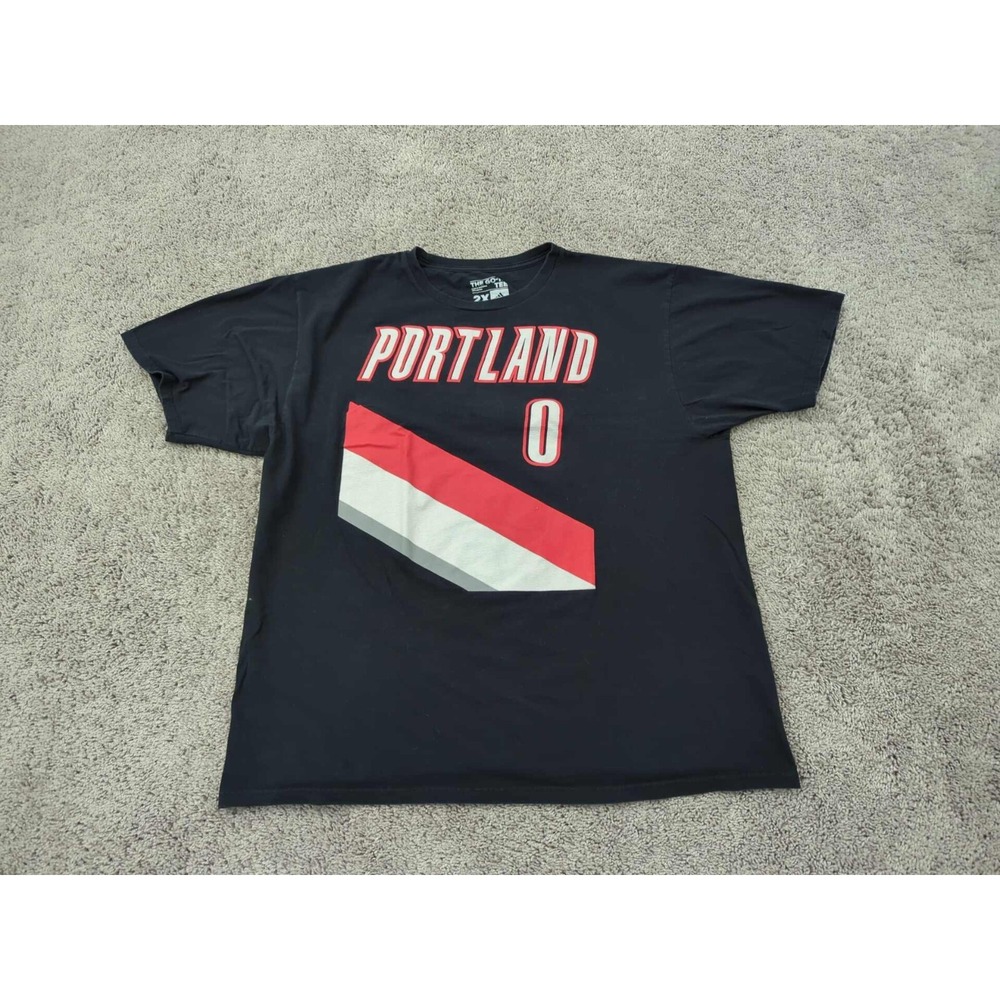 Portland Trail Blazers T Shirt Mens‎ 2XL NBA Lillard 0 Short Sleeve Adidas Black